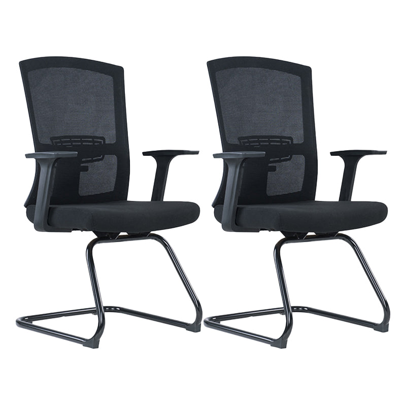 Modern Office Chair No Wheels Lumbar Support Fixed Arms Desk Chair