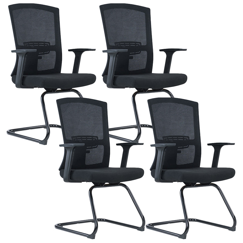 Modern Office Chair No Wheels Lumbar Support Fixed Arms Desk Chair