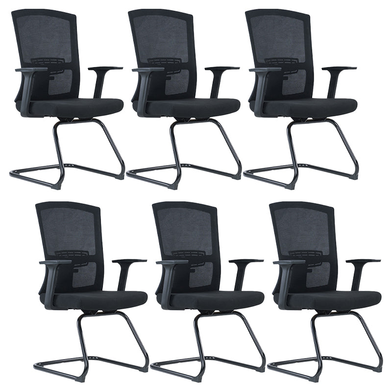 Modern Office Chair No Wheels Lumbar Support Fixed Arms Desk Chair