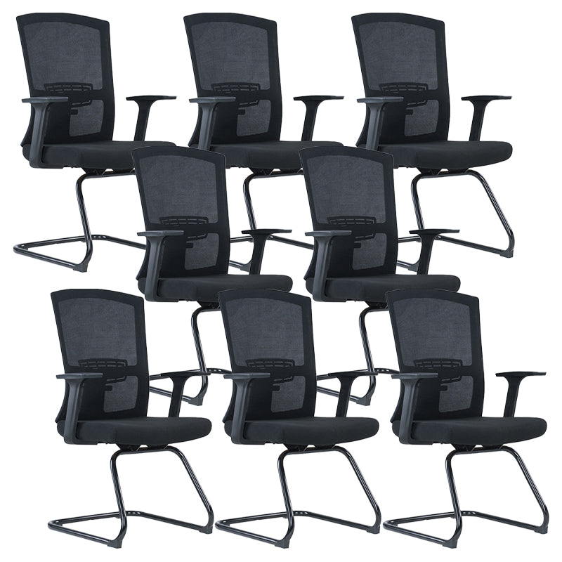 Modern Office Chair No Wheels Lumbar Support Fixed Arms Desk Chair