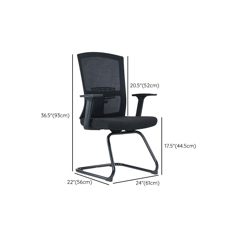 Modern Office Chair No Wheels Lumbar Support Fixed Arms Desk Chair