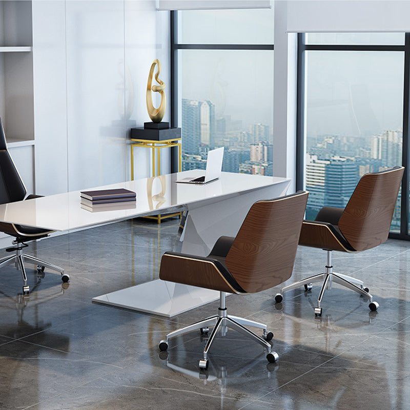 Contemporary Managers Chair Faux Leather and Chrome Frame Desk Chair