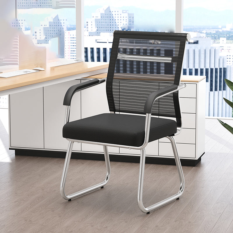 Modern Desk Chair No Distressing Fixed Arms No Wheels Office Chair