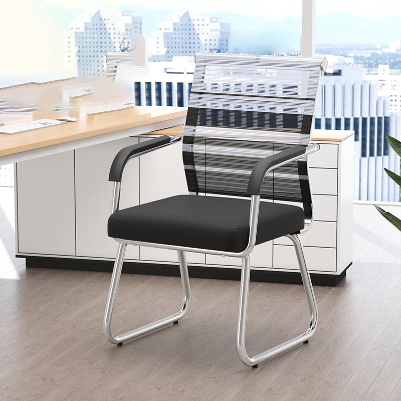 Modern Desk Chair No Distressing Fixed Arms No Wheels Office Chair