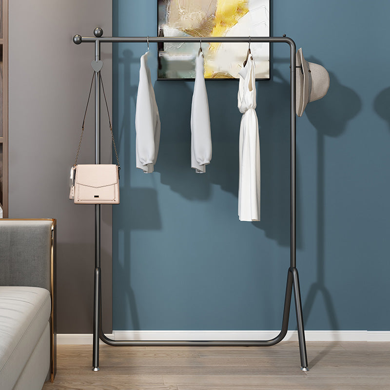 Contemporary Entry Coat Rack Metal Frame Hanging Rail and Hook Coat Hanger