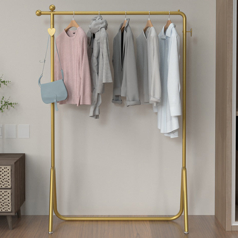 Contemporary Entry Coat Rack Metal Frame Hanging Rail and Hook Coat Hanger