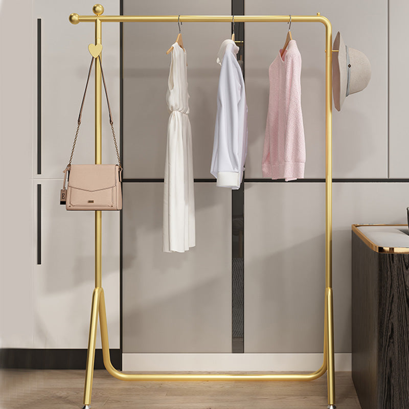 Contemporary Entry Coat Rack Metal Frame Hanging Rail and Hook Coat Hanger