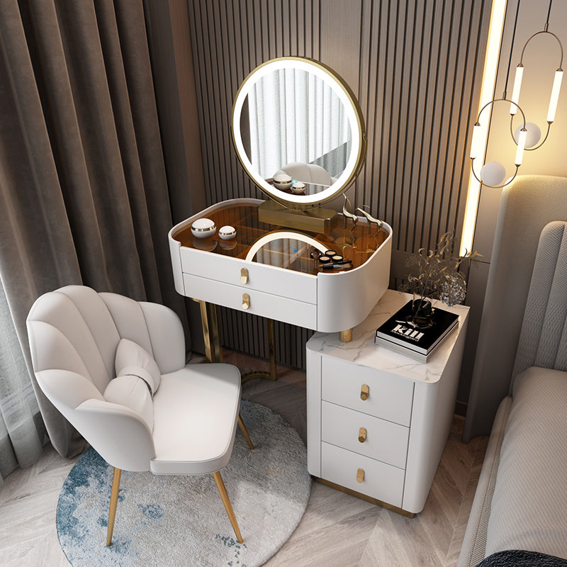 Glass/Stone Make-up Vanity Modern Vanity Dressing Table with Storage Drawers