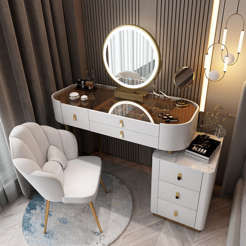 Glass/Stone Make-up Vanity Modern Vanity Dressing Table with Storage Drawers