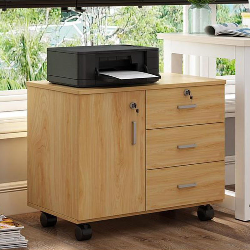 Modern Cabinet Wood Locking Drawers Filing Cabinet with Wheels for Office