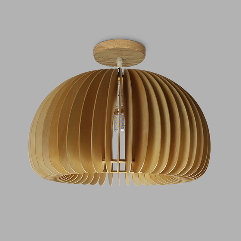 Japanese Style Wooden Ceiling Light Pumpkin Shape Ceiling Lamp for Bedroom