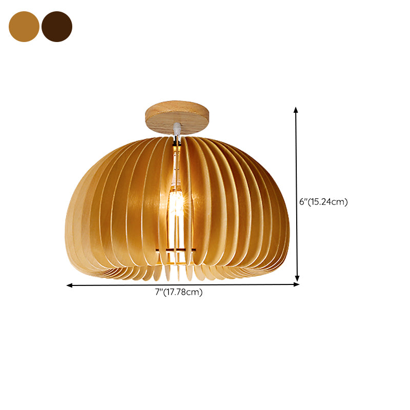 Japanese Style Wooden Ceiling Light Pumpkin Shape Ceiling Lamp for Bedroom