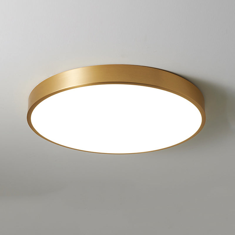 Single Golden Flush Mount Lighting Circle Metal Ceiling Light for Bedroom