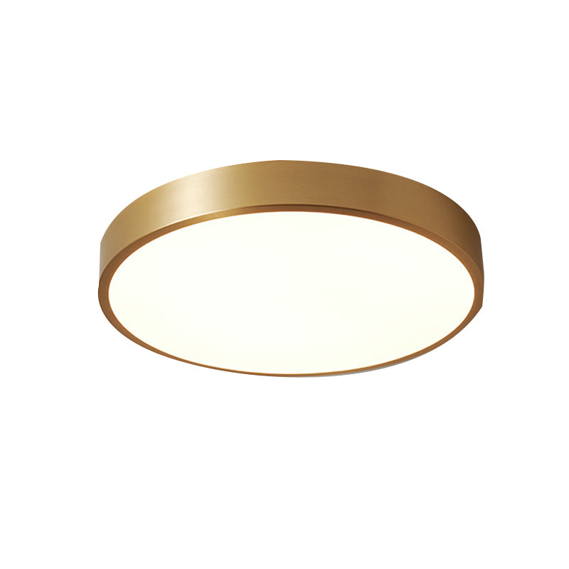 Single Golden Flush Mount Lighting Circle Metal Ceiling Light for Bedroom