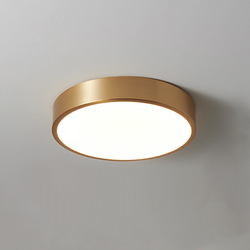 Single Golden Flush Mount Lighting Circle Metal Ceiling Light for Bedroom