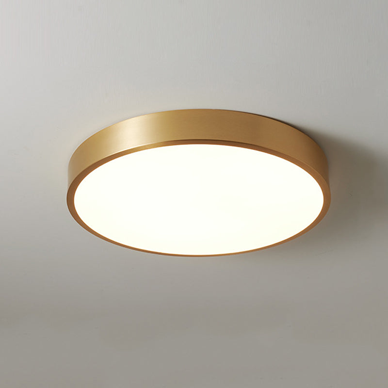 Single Golden Flush Mount Lighting Circle Metal Ceiling Light for Bedroom