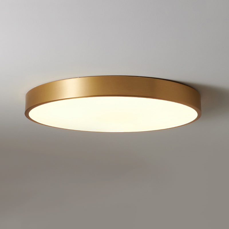 Single Golden Flush Mount Lighting Circle Metal Ceiling Light for Bedroom