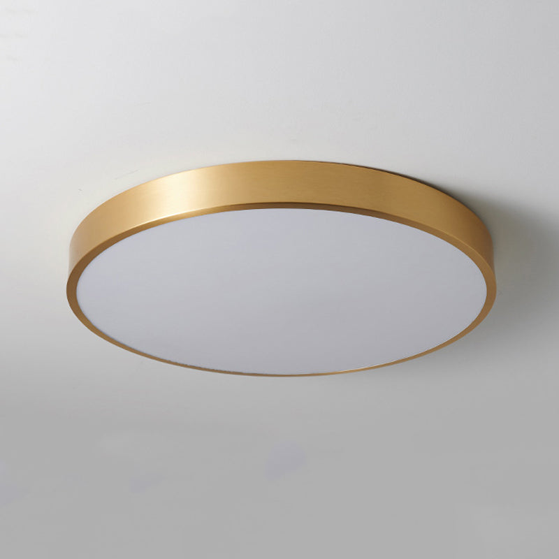 Single Golden Flush Mount Lighting Circle Metal Ceiling Light for Bedroom