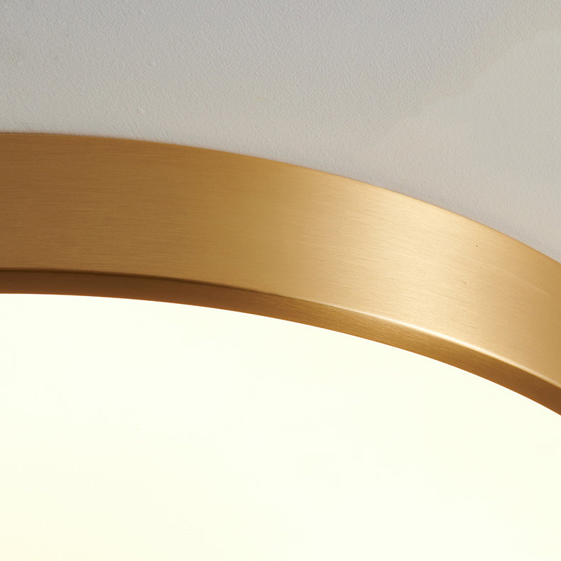 Single Golden Flush Mount Lighting Circle Metal Ceiling Light for Bedroom