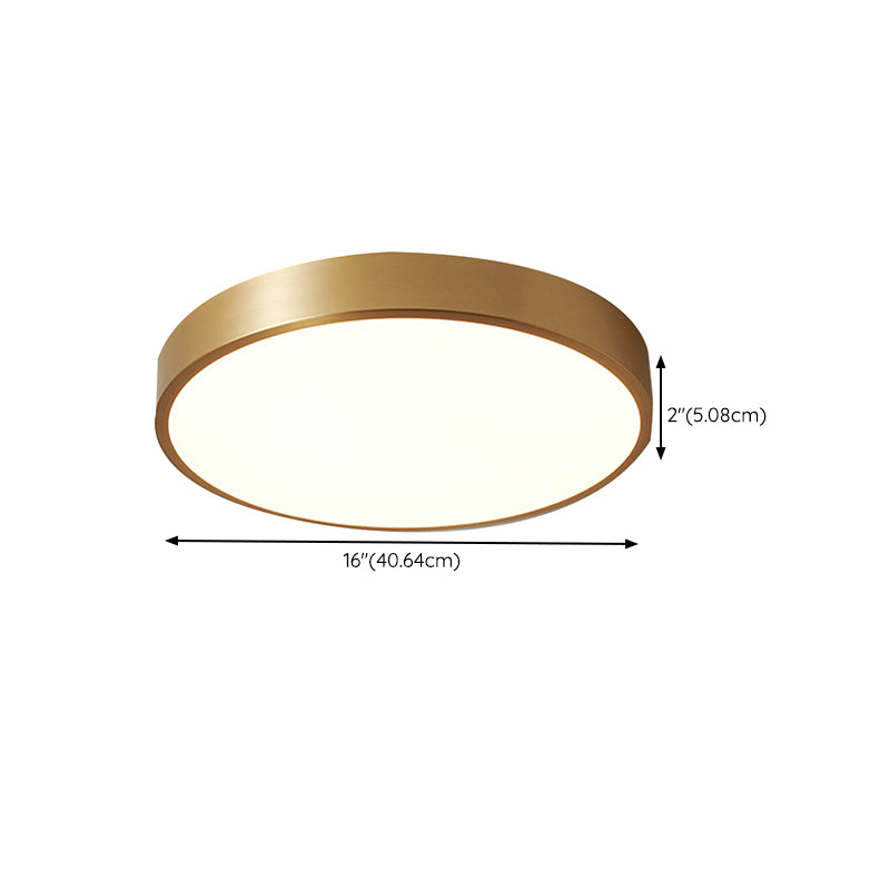 Single Golden Flush Mount Lighting Circle Metal Ceiling Light for Bedroom