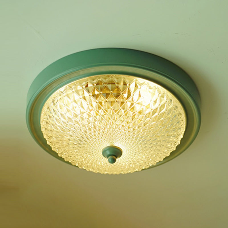 American Style Ceiling Light Circle Shape Ceiling Lamp with Glass Shade for Bedroom