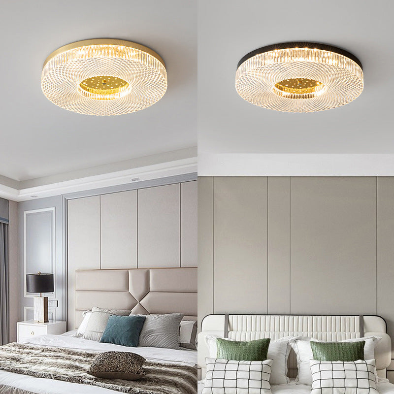 Single Golden Flush Mount Lighting Circle Acrylic LED Ceiling Light