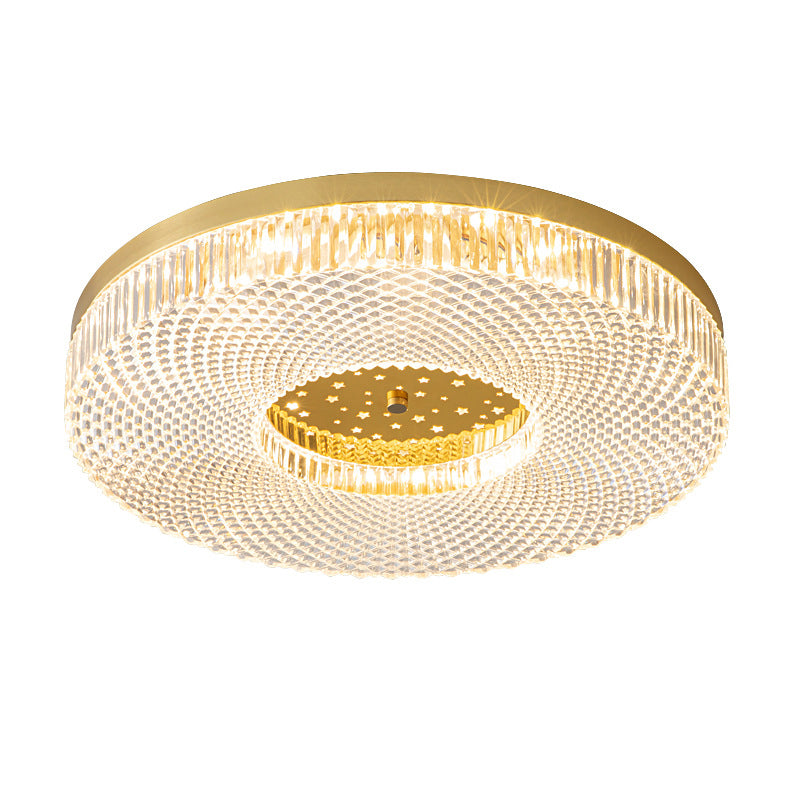 Single Golden Flush Mount Lighting Circle Acrylic LED Ceiling Light