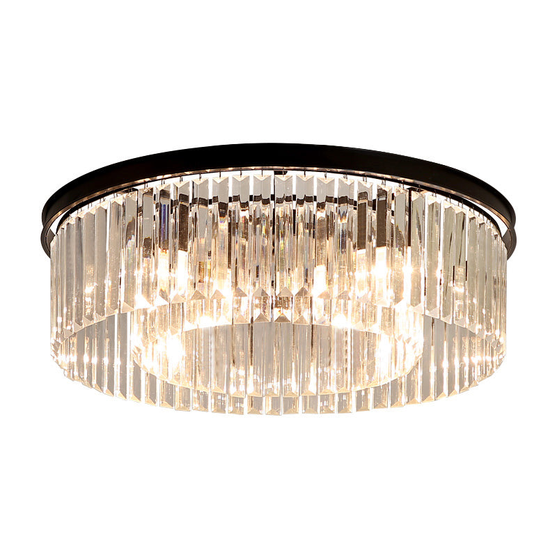 Modern Flush Mount Lamp Round Ceiling Lighting with Crystal for Living Room