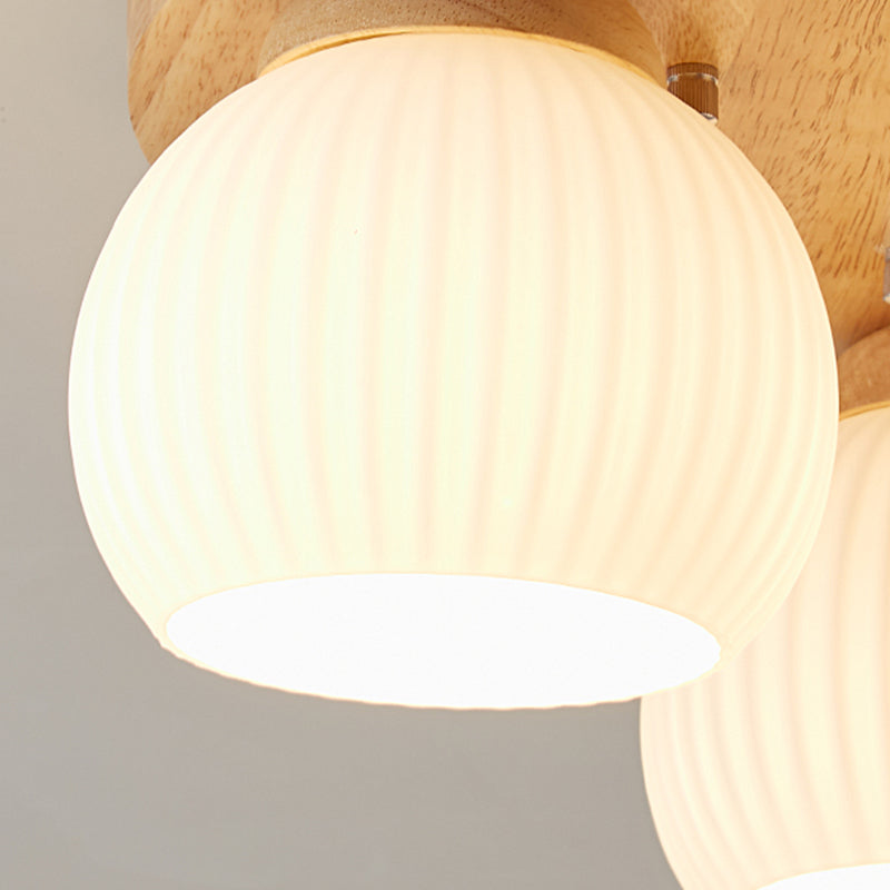 Japanese Style Wooden Ceiling Light Ball Shape Ceiling Lamp for Bedroom