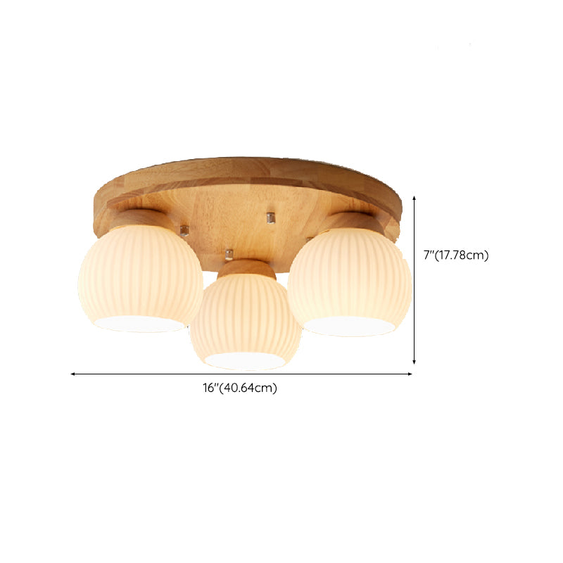 Japanese Style Wooden Ceiling Light Ball Shape Ceiling Lamp for Bedroom