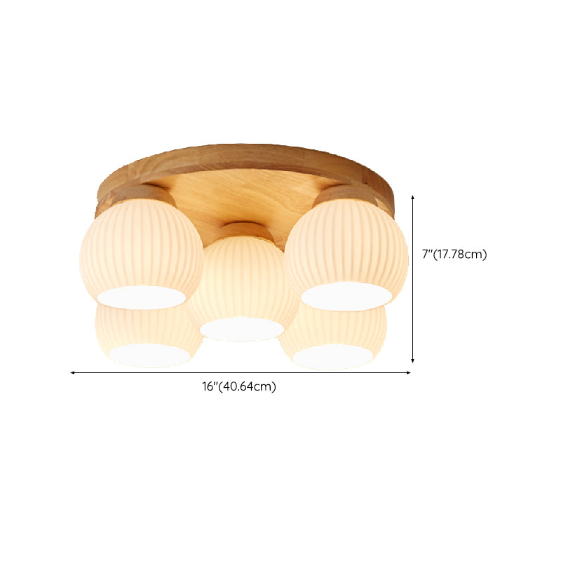 Japanese Style Wooden Ceiling Light Ball Shape Ceiling Lamp for Bedroom