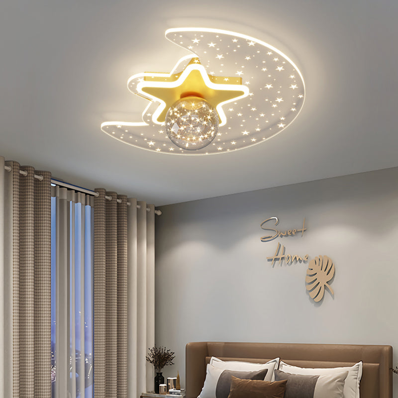 Metal Modern Flush Mount Geometric Shape Ceiling Light with Glass Shade for Living Room