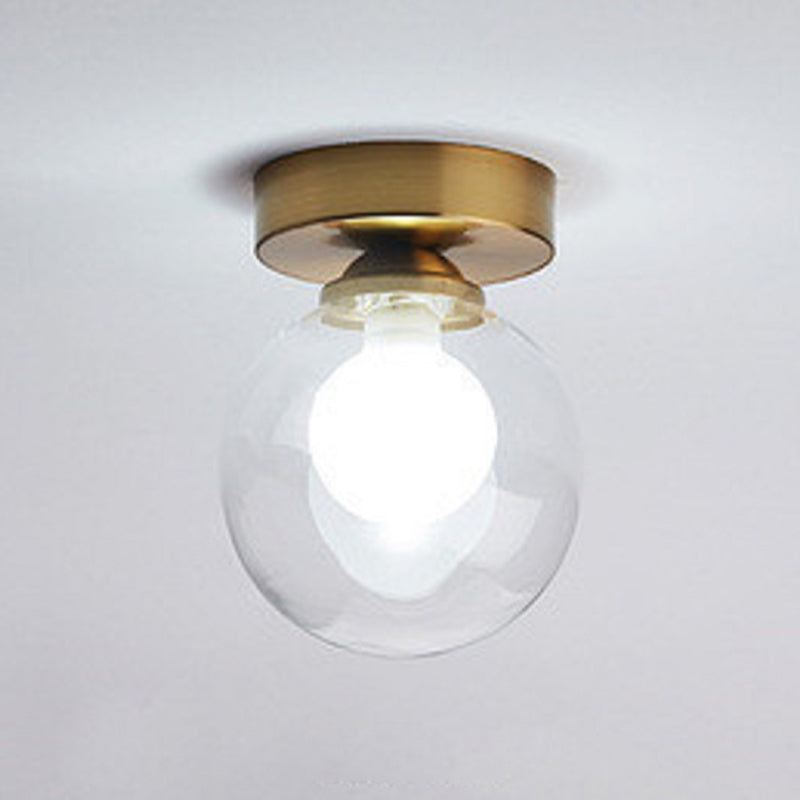 Modern Ceiling Light 1-Light Round Ceiling Mount Light with Glass Shade for Aisle