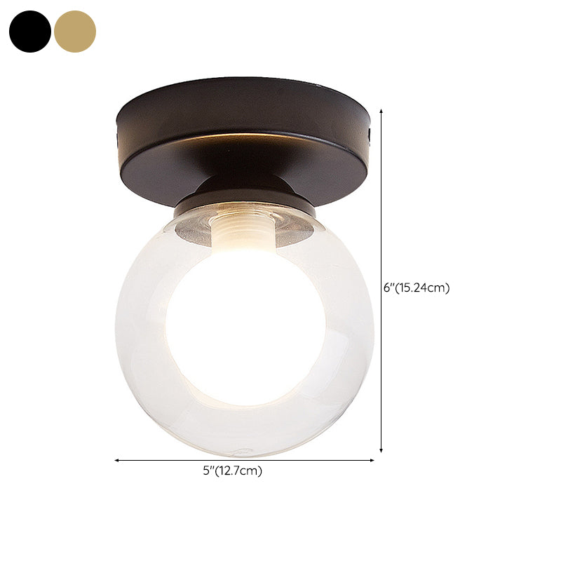 Modern Ceiling Light 1-Light Round Ceiling Mount Light with Glass Shade for Aisle