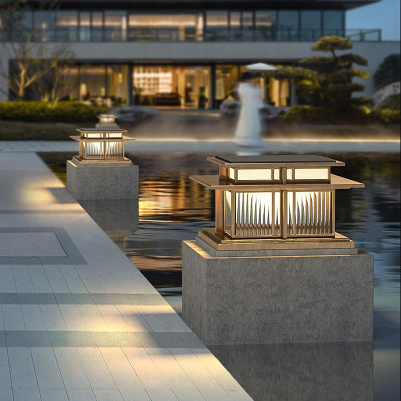 Nordic Style Stainless Steel Pillar Lamp Square Shape Pillar Light for Outdoor