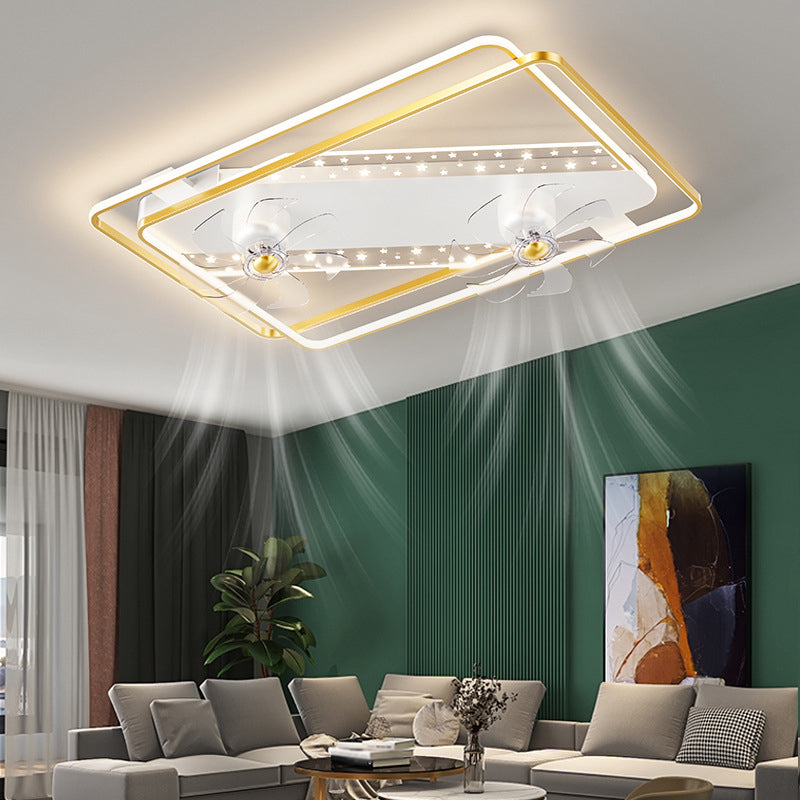 Modern Geometric LED Fan Light in Black / Gold Ceiling Fan Fixture