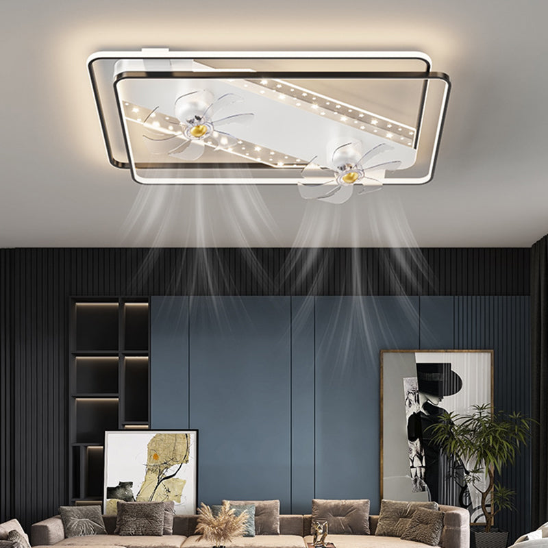 Modern Geometric LED Fan Light in Black / Gold Ceiling Fan Fixture