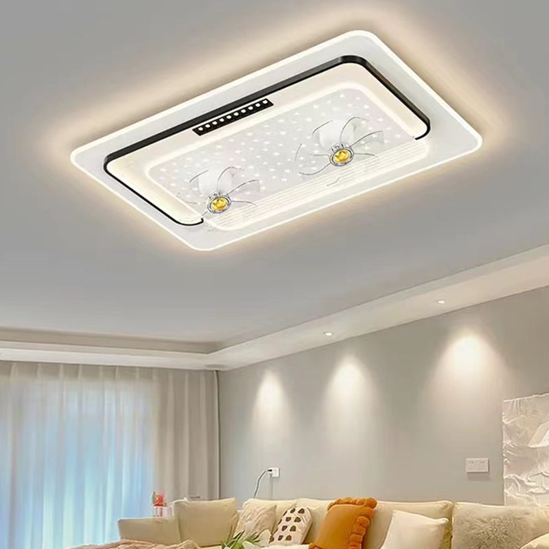 Interior LED Ceiling Fan Mount in Black and White Finish Geometric Ceiling Fan