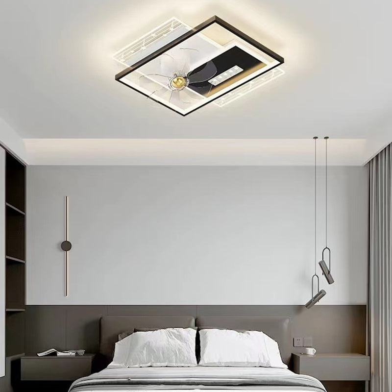 Round / Square LED Fan Mount Fixture in Black and White Modern Ceiling Fan