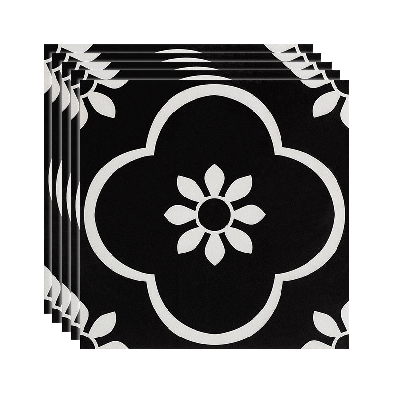 Ceramic Black Wall Tile Square Flower Pattern Tile Wall and Floor