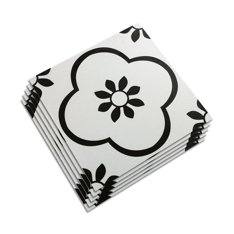 Ceramic Black Wall Tile Square Flower Pattern Tile Wall and Floor