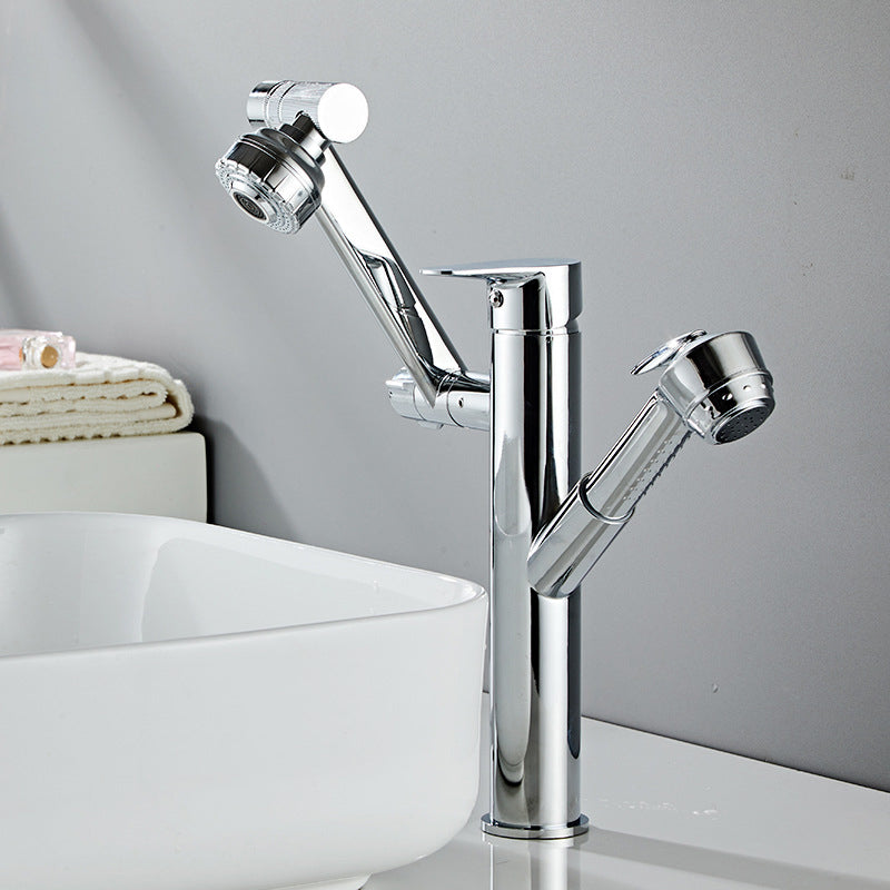 Glam Vessel Faucet Brass Lever Handles Swivel Spout Basin Lavatory Faucet