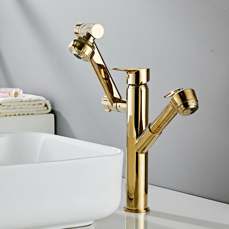 Glam Vessel Faucet Brass Lever Handles Swivel Spout Basin Lavatory Faucet