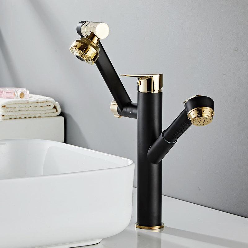 Glam Vessel Faucet Brass Lever Handles Swivel Spout Basin Lavatory Faucet