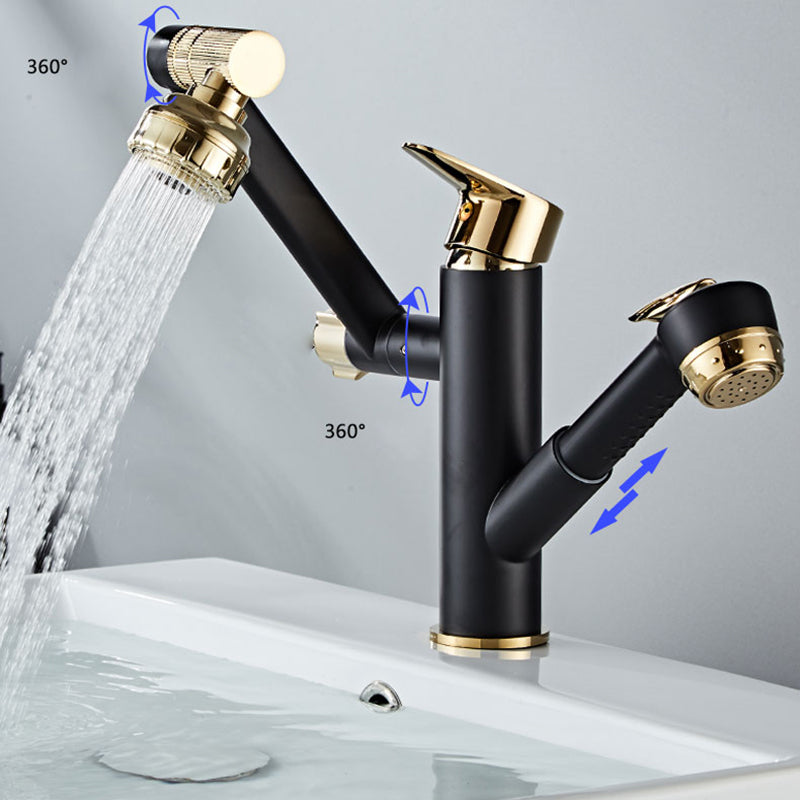 Glam Vessel Faucet Brass Lever Handles Swivel Spout Basin Lavatory Faucet