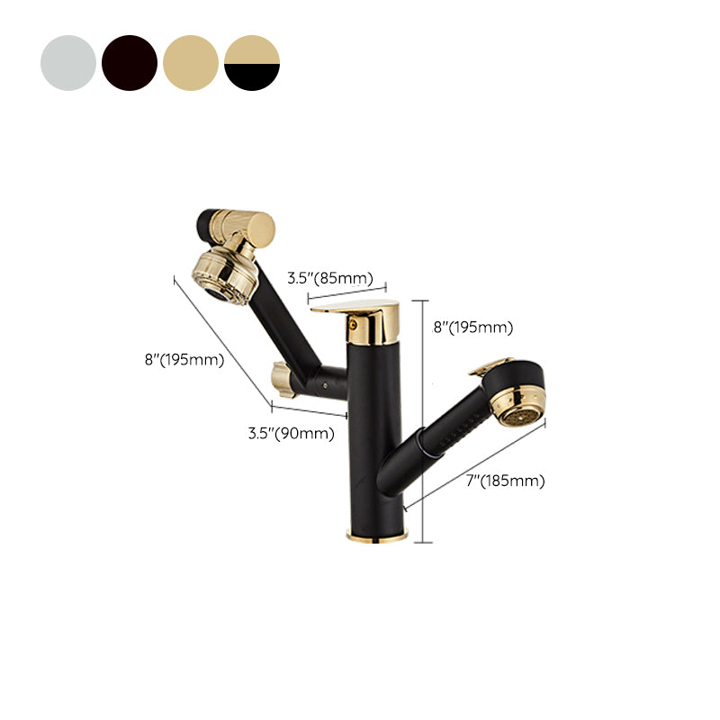 Glam Vessel Faucet Brass Lever Handles Swivel Spout Basin Lavatory Faucet