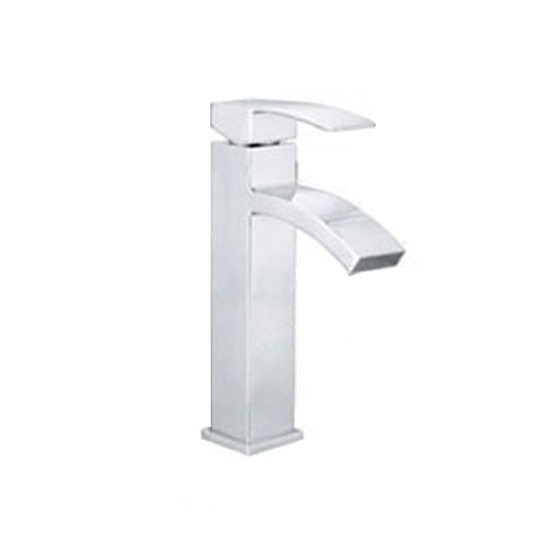 Cubic Chrome Bathroom Faucet Low Arc Single Handle Vessel Faucet