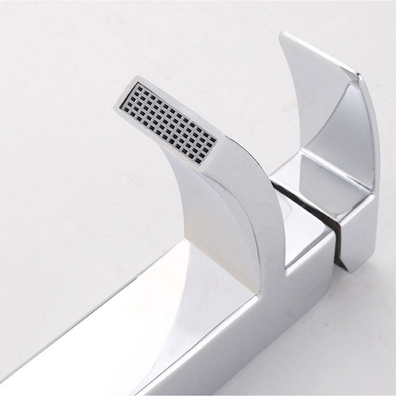 Cubic Chrome Bathroom Faucet Low Arc Single Handle Vessel Faucet