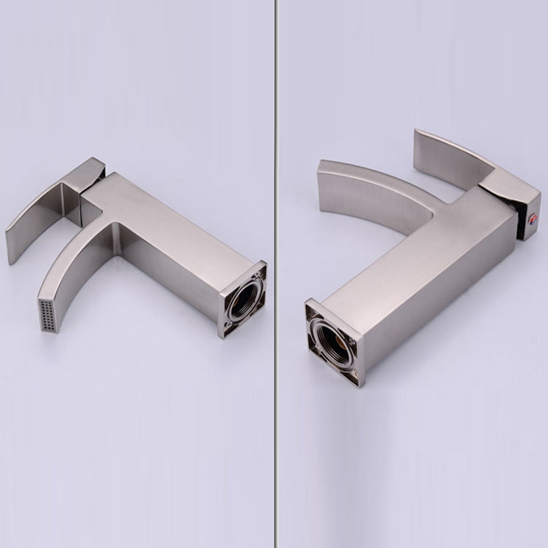 Cubic Chrome Bathroom Faucet Low Arc Single Handle Vessel Faucet