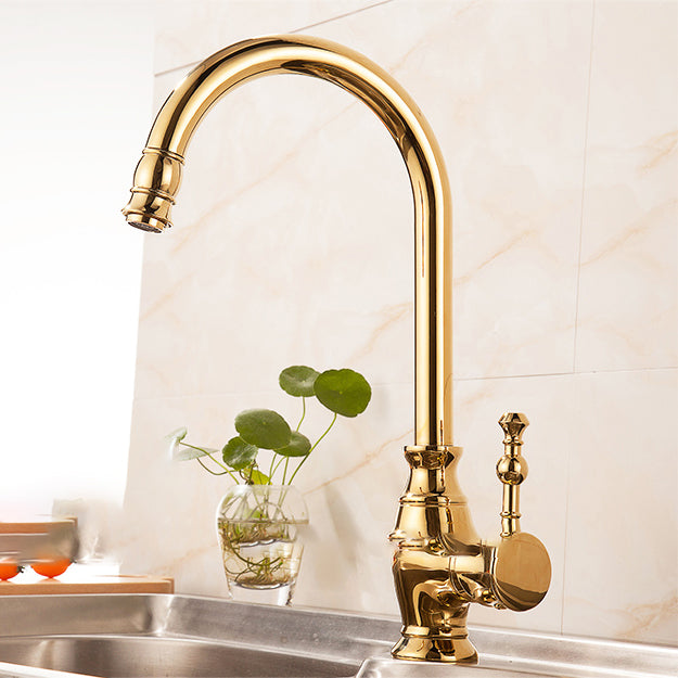 Traditional Bar Faucet 1-Handle with Supply Lines Kitchen Faucet in Gold